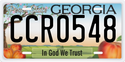GA license plate CCR0548