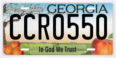GA license plate CCR0550