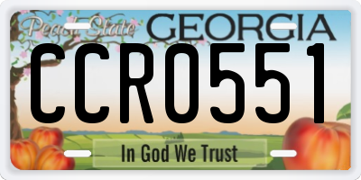 GA license plate CCR0551