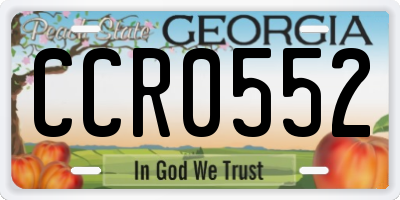 GA license plate CCR0552