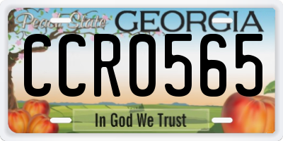GA license plate CCR0565
