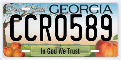 GA license plate CCR0589