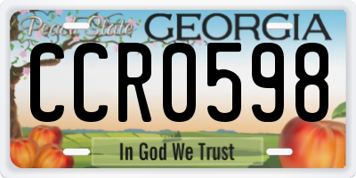 GA license plate CCR0598