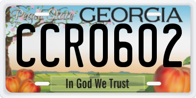 GA license plate CCR0602