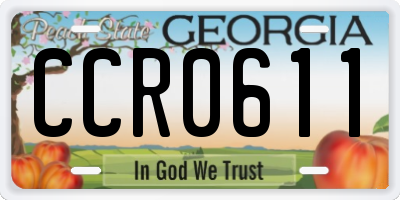 GA license plate CCR0611