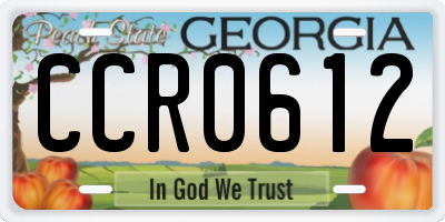 GA license plate CCR0612