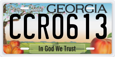 GA license plate CCR0613