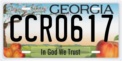 GA license plate CCR0617