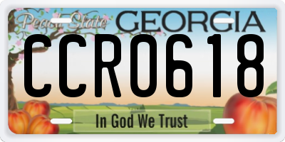 GA license plate CCR0618