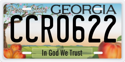 GA license plate CCR0622