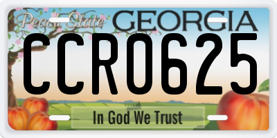 GA license plate CCR0625