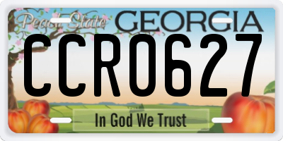 GA license plate CCR0627