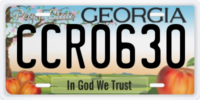 GA license plate CCR0630