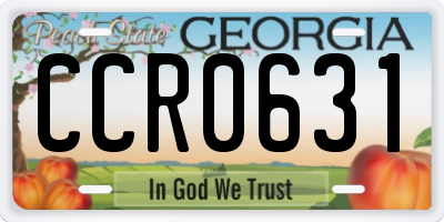 GA license plate CCR0631