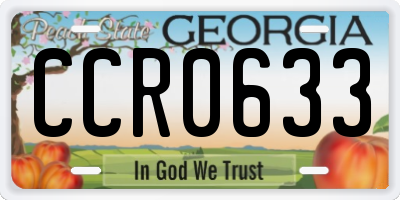 GA license plate CCR0633