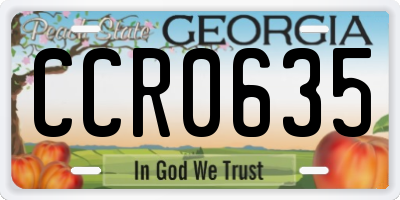 GA license plate CCR0635