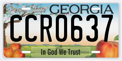 GA license plate CCR0637