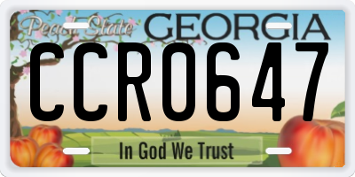 GA license plate CCR0647