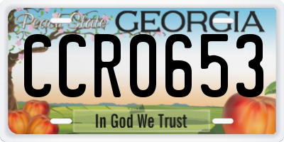 GA license plate CCR0653