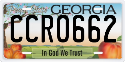 GA license plate CCR0662
