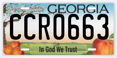 GA license plate CCR0663