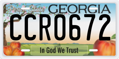 GA license plate CCR0672