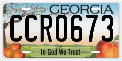 GA license plate CCR0673