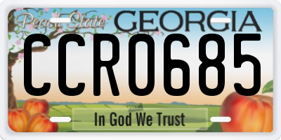 GA license plate CCR0685