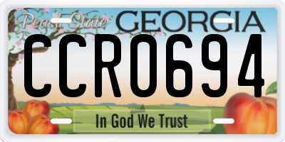 GA license plate CCR0694