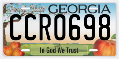 GA license plate CCR0698