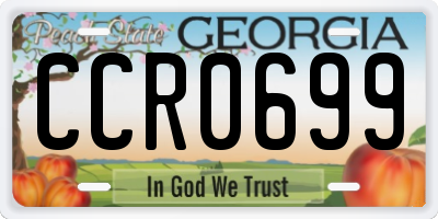 GA license plate CCR0699