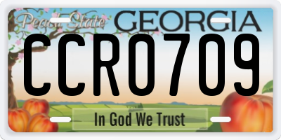 GA license plate CCR0709
