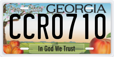 GA license plate CCR0710