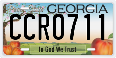 GA license plate CCR0711