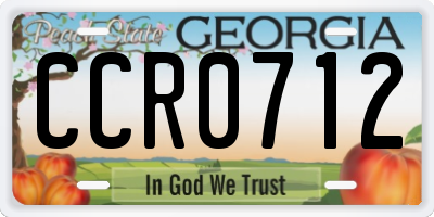 GA license plate CCR0712