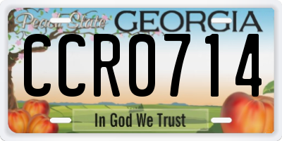 GA license plate CCR0714