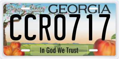 GA license plate CCR0717