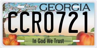 GA license plate CCR0721