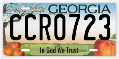 GA license plate CCR0723