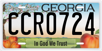 GA license plate CCR0724