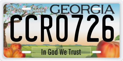GA license plate CCR0726