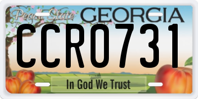 GA license plate CCR0731