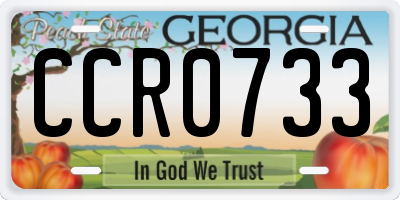 GA license plate CCR0733