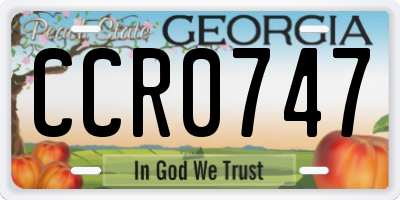 GA license plate CCR0747