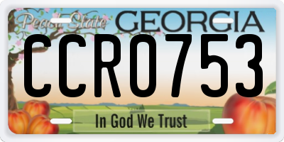 GA license plate CCR0753