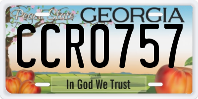 GA license plate CCR0757