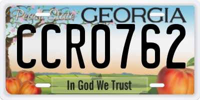 GA license plate CCR0762