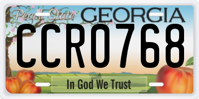 GA license plate CCR0768