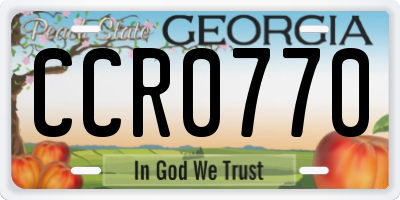 GA license plate CCR0770