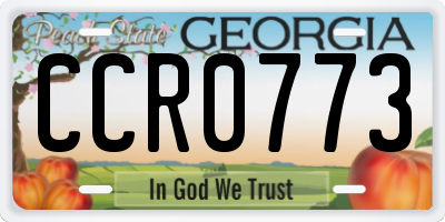 GA license plate CCR0773